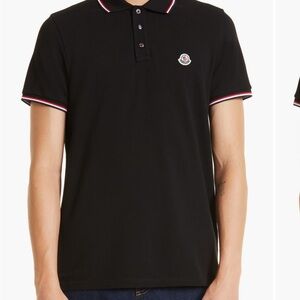 Moncler Men's Polo in Black with Red and White Accents